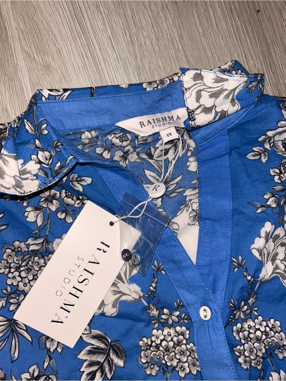 Blue Floral Button-Front Maxi Shirt Dress- no belt - Picture 4 of 7